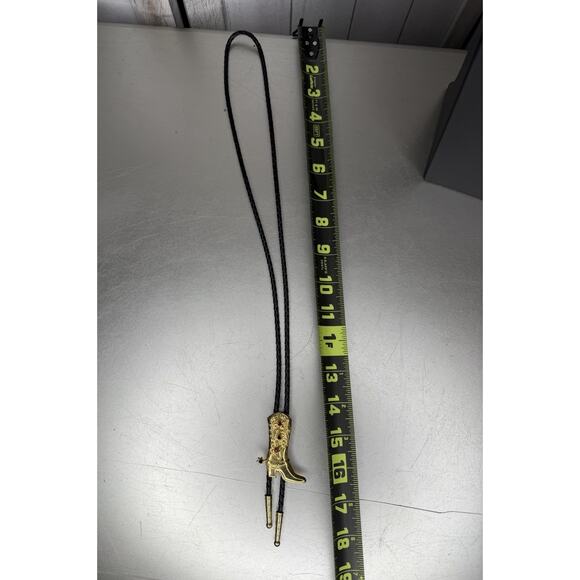 Vintage Gold Cowboy Boot Jeweled Bolo Tie Boot Spur Mens Retro - Picture 3 of 3
